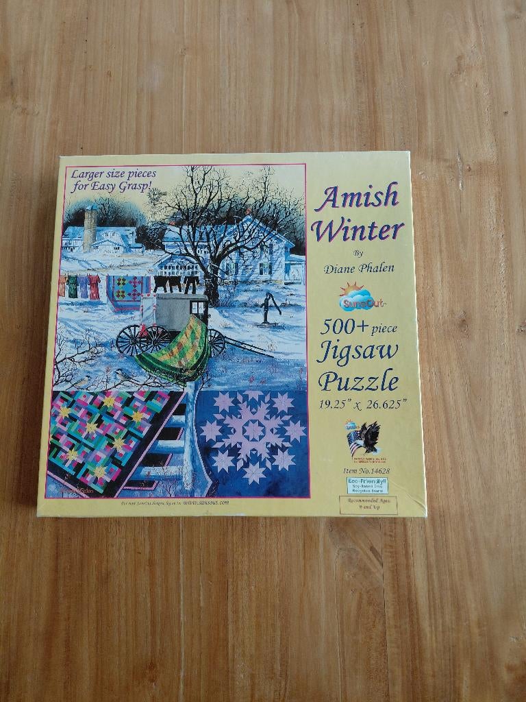 SunsOut Amish Winter 500 stukjes, Hobby en Vrije tijd, Ophalen of Verzenden, 500 t/m 1500 stukjes, Gebruikt, Legpuzzel