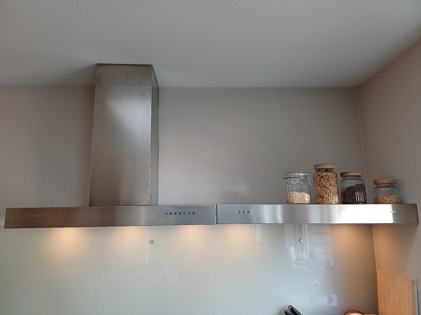 Solitaire Afzuigkap 90 cm - RVS Wandschouwkap - met zijstuk, Ophalen, Gebruikt, Vrijstaand, Wandschouwkap