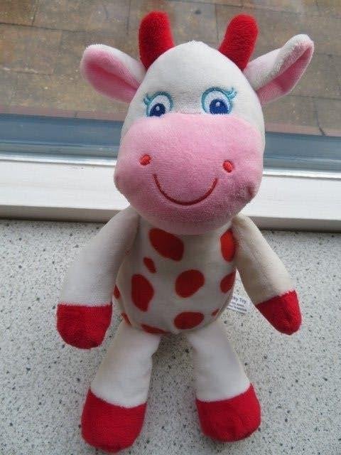 Koe giraf giraffe merk Nicky Toy rode horens handen voeten, Ophalen of Verzenden, Zo goed als nieuw, Middelgroot (20 tot 80 cm)