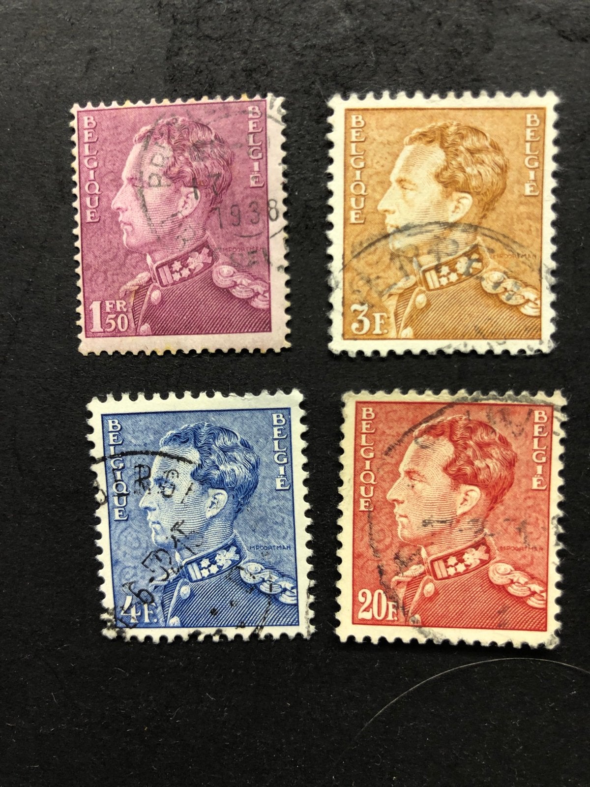 België kopjes L Koning Leopold III - 1938 gestempeld, Met stempel, Ophalen of Verzenden, Gestempeld, Gestempeld