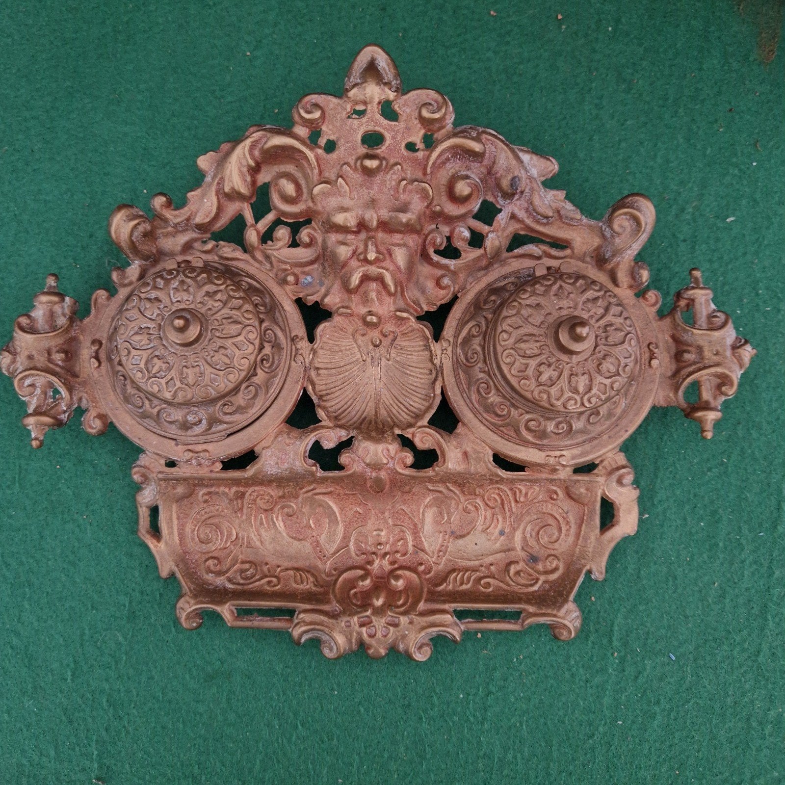 Antieke Bronzen Inktpot met Decoratieve Ornamenten, Antiek en Kunst, Ophalen of Verzenden