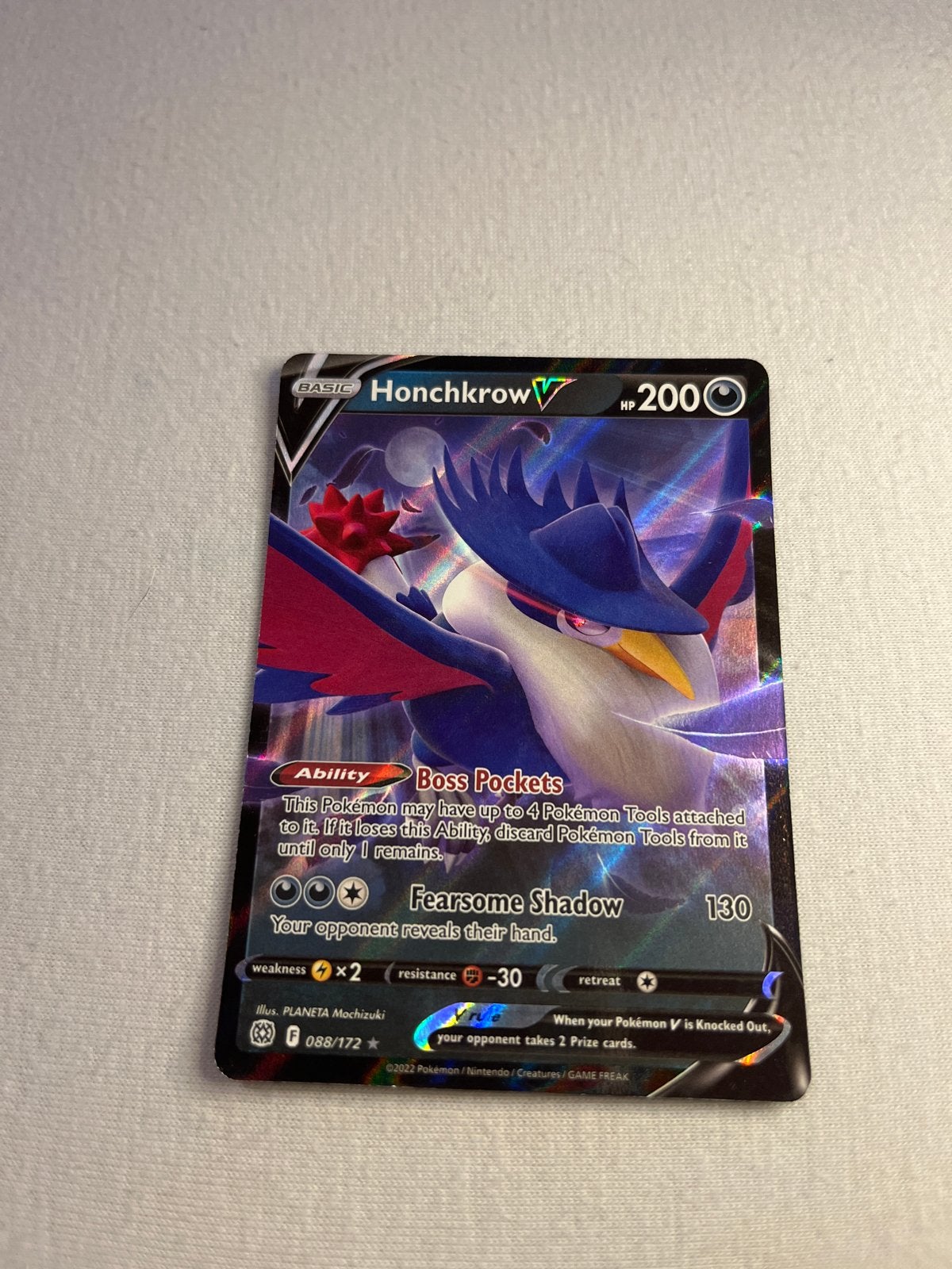 Honchkrow V 088/172 Pokémon kaart - Zeer goede staat, Ophalen of Verzenden, Zo goed als nieuw, Losse kaart