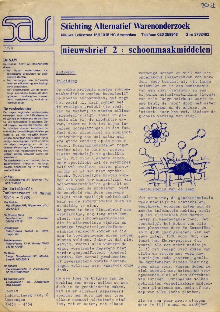 Nieuwsbrief SAW nr. 2 - Schoonmaakmiddelen, Ophalen of Verzenden, Gelezen, Wetenschap en Natuur