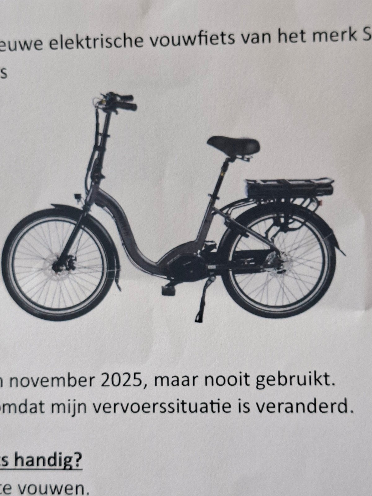 nieuwe elektrische vouwfiets te koop Sketch easy.