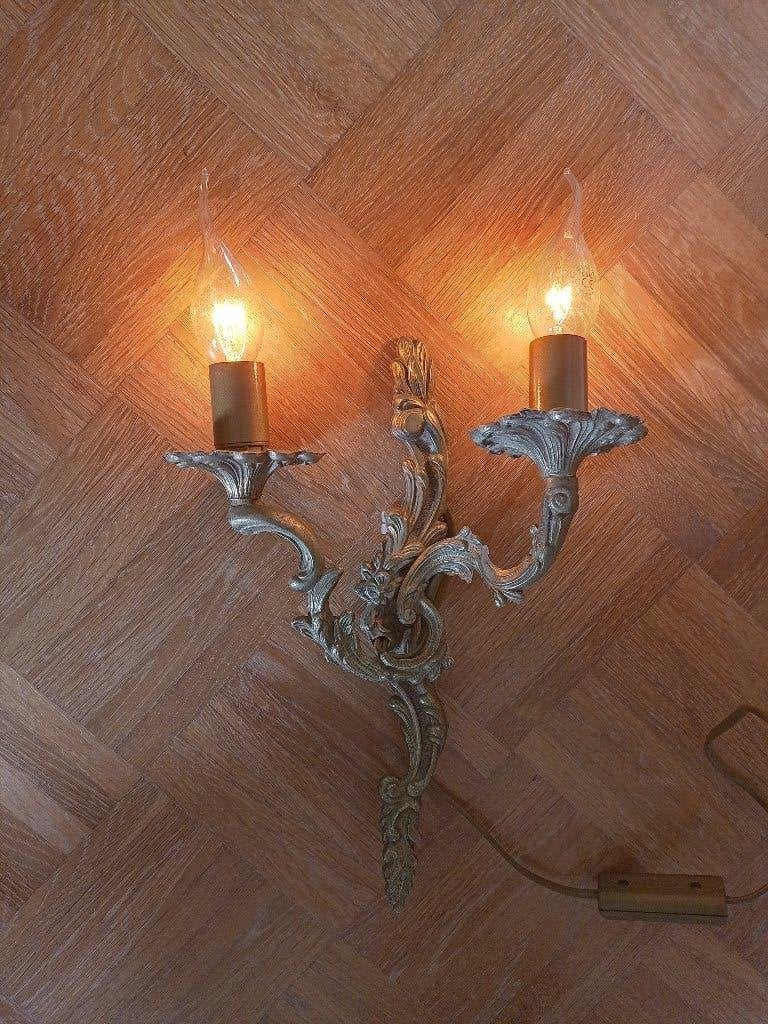 mooie messing wand/muurlamp Barok, Antiek en Kunst, Antiek | Lampen, Ophalen of Verzenden