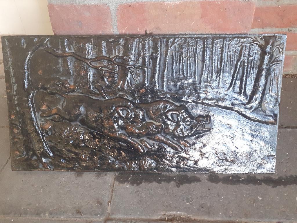 gietijzeren reliëf sculptuur & bronzen kunstwerk plaat ., Antiek en Kunst, Curiosa en Brocante, Ophalen of Verzenden