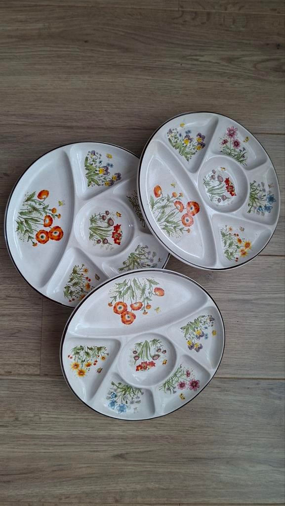 Fondue borden Vintage, Huis en Inrichting, Keuken | Servies, Ophalen of Verzenden, Overige stijlen, Bord(en)