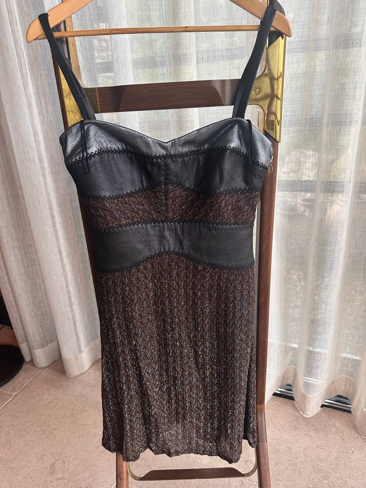 Missoni jurk zilver/zwart/bruin met glitter, maat 44, Kleding | Dames, Maat 38/40 (M), Meerkleurig, Ophalen of Verzenden, Gedragen