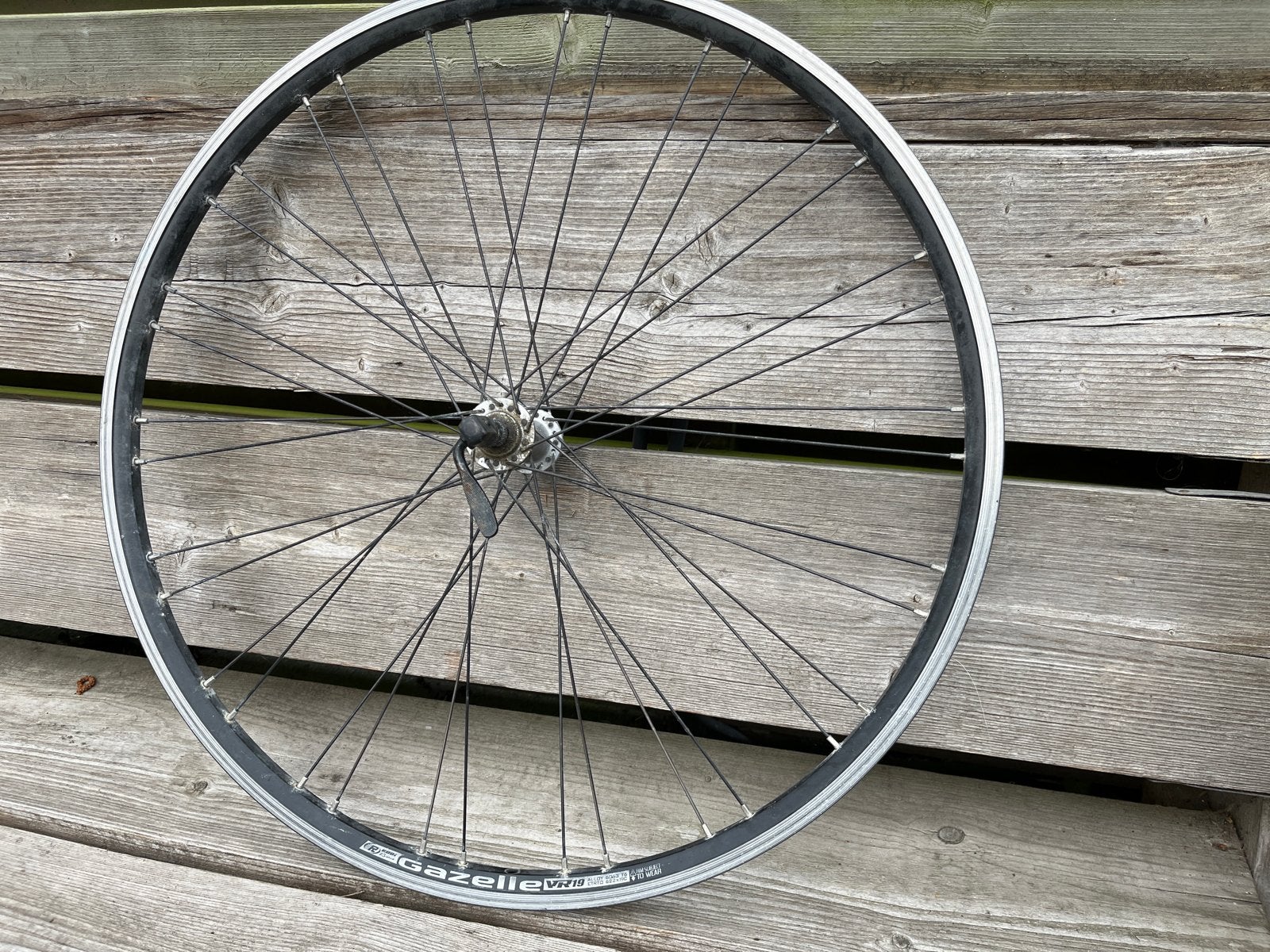 Gazelle VR19 voorwiel met Shimano naaf, Fietsen en Brommers, Fietsonderdelen, Wiel, Gebruikt, Ophalen of Verzenden, Aluminium