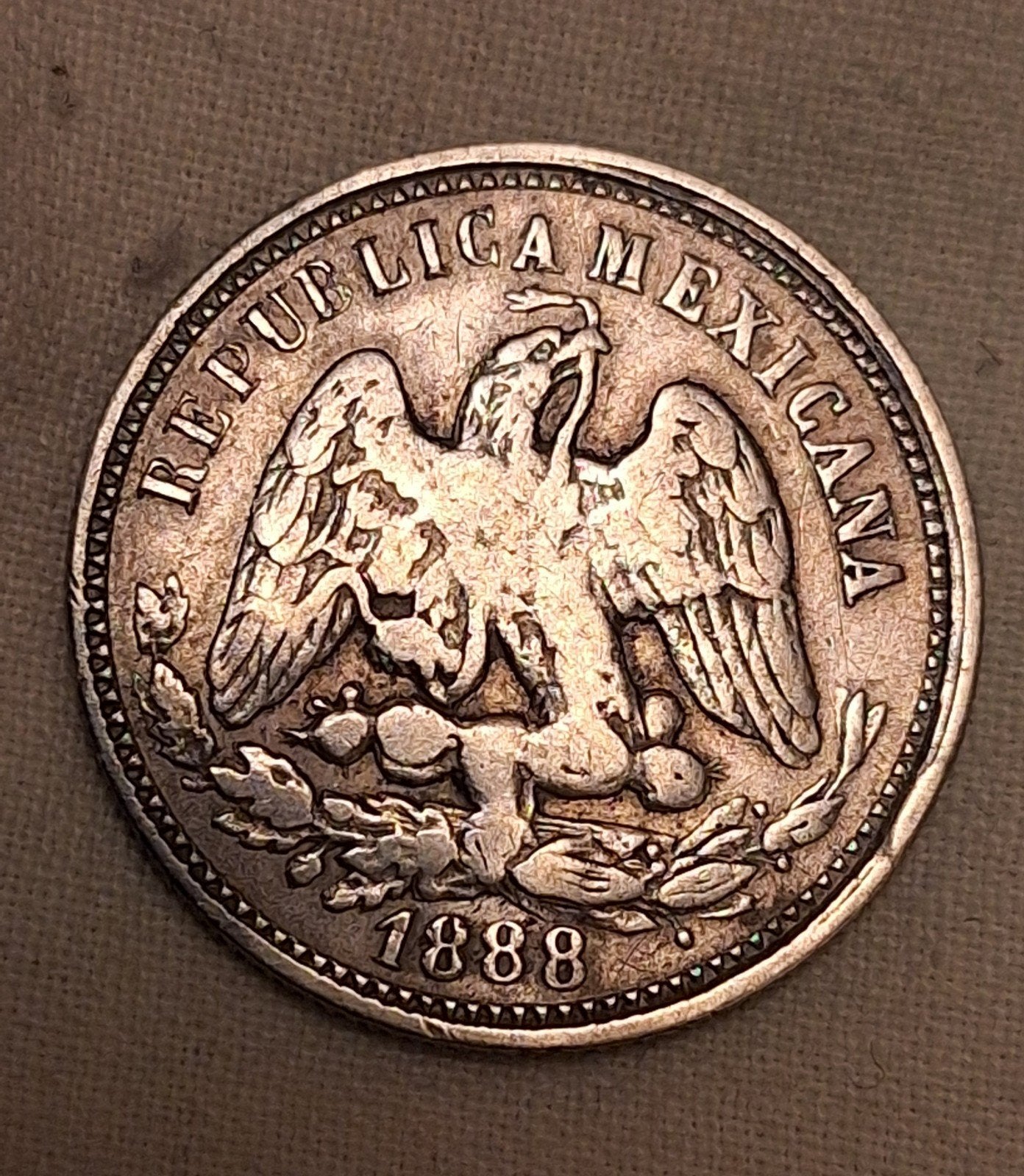 Zilveren 25 Centavos 1888 Mexico – Zeldzame Muntplaats Culia, Verzenden, Noord-Amerika, Zilver