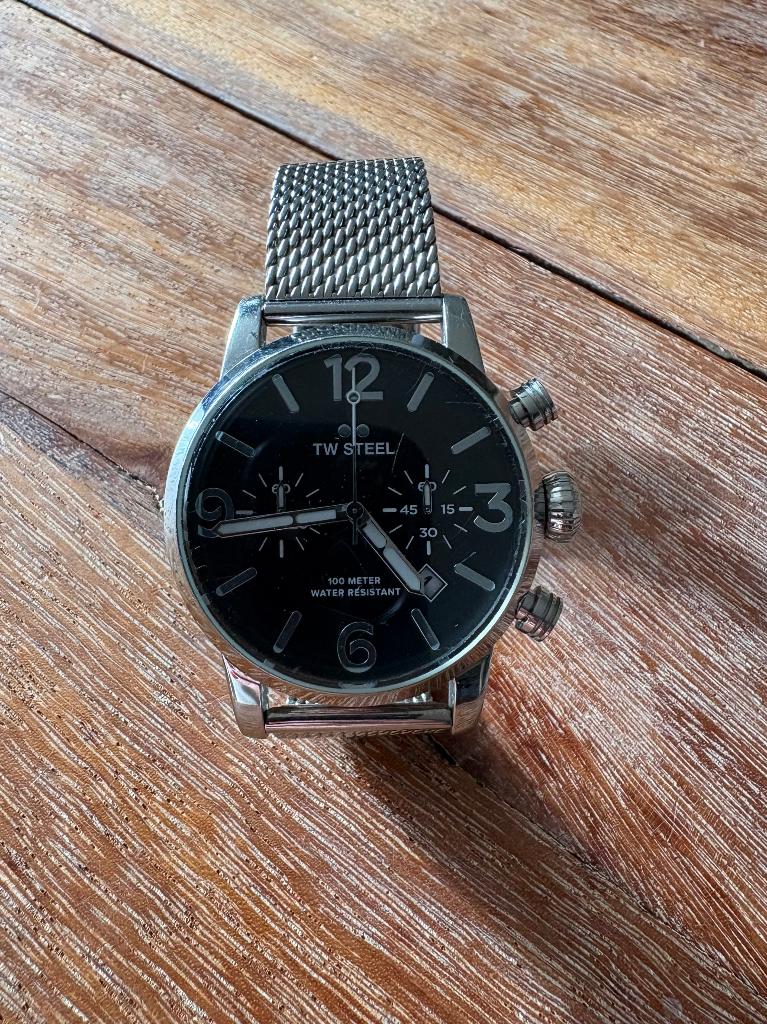 TW STEEL horloge met zwarte wijzerplaat, Sieraden, Tassen en Uiterlijk, Horloges | Heren, Staal, Gebruikt, Staal, Polshorloge