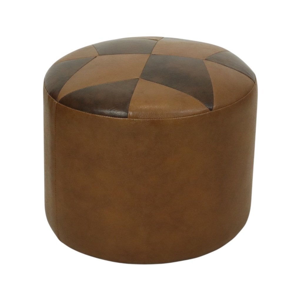 Ronde Vintage Poef Bruin Stermotief Skai Sixties, Minder dan 50 cm, Gebruikt, Rond, Minder dan 50 cm