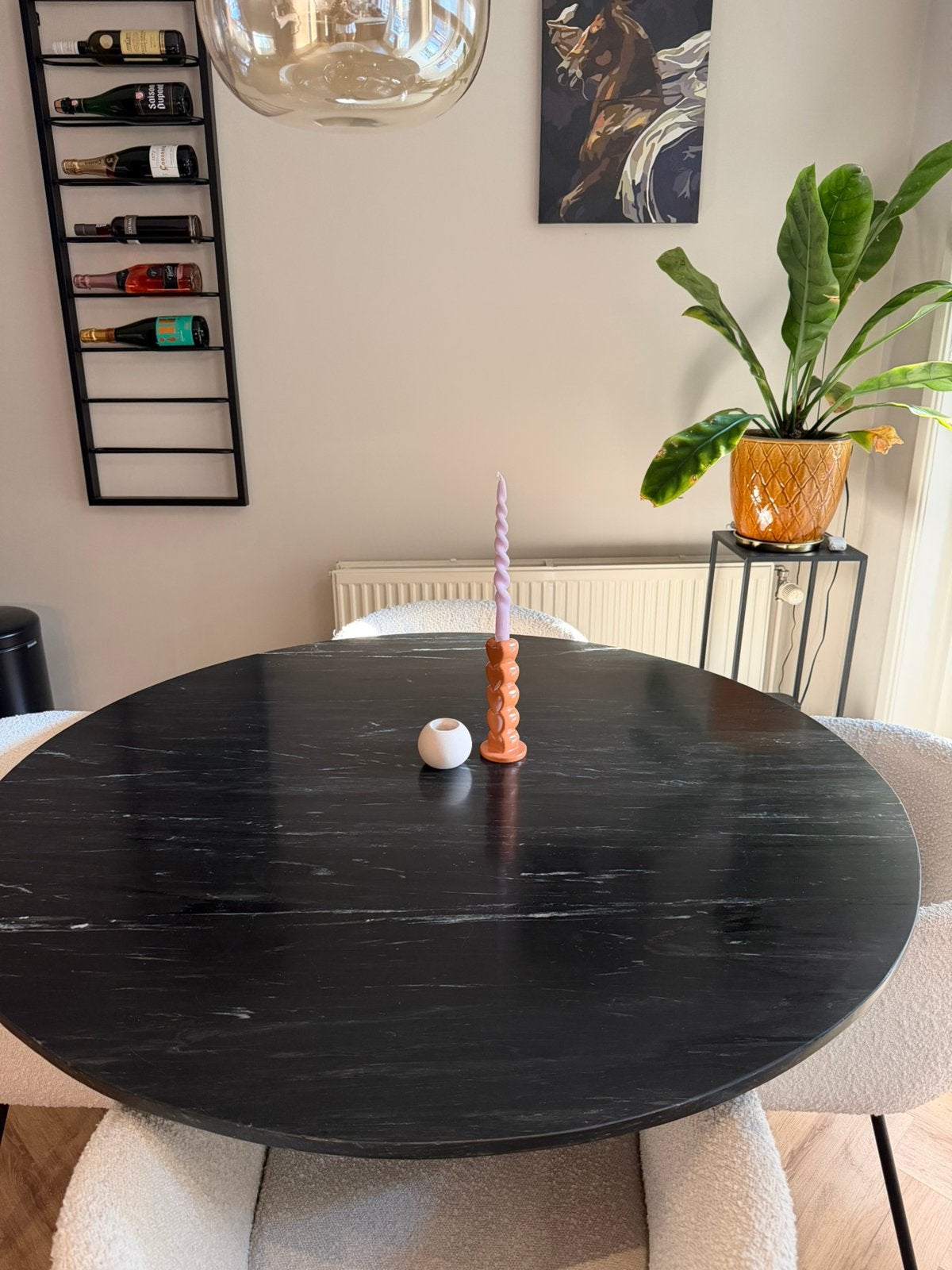 Ronde eettafel marmer zwart, Ophalen, Overige materialen, Gebruikt, Rond