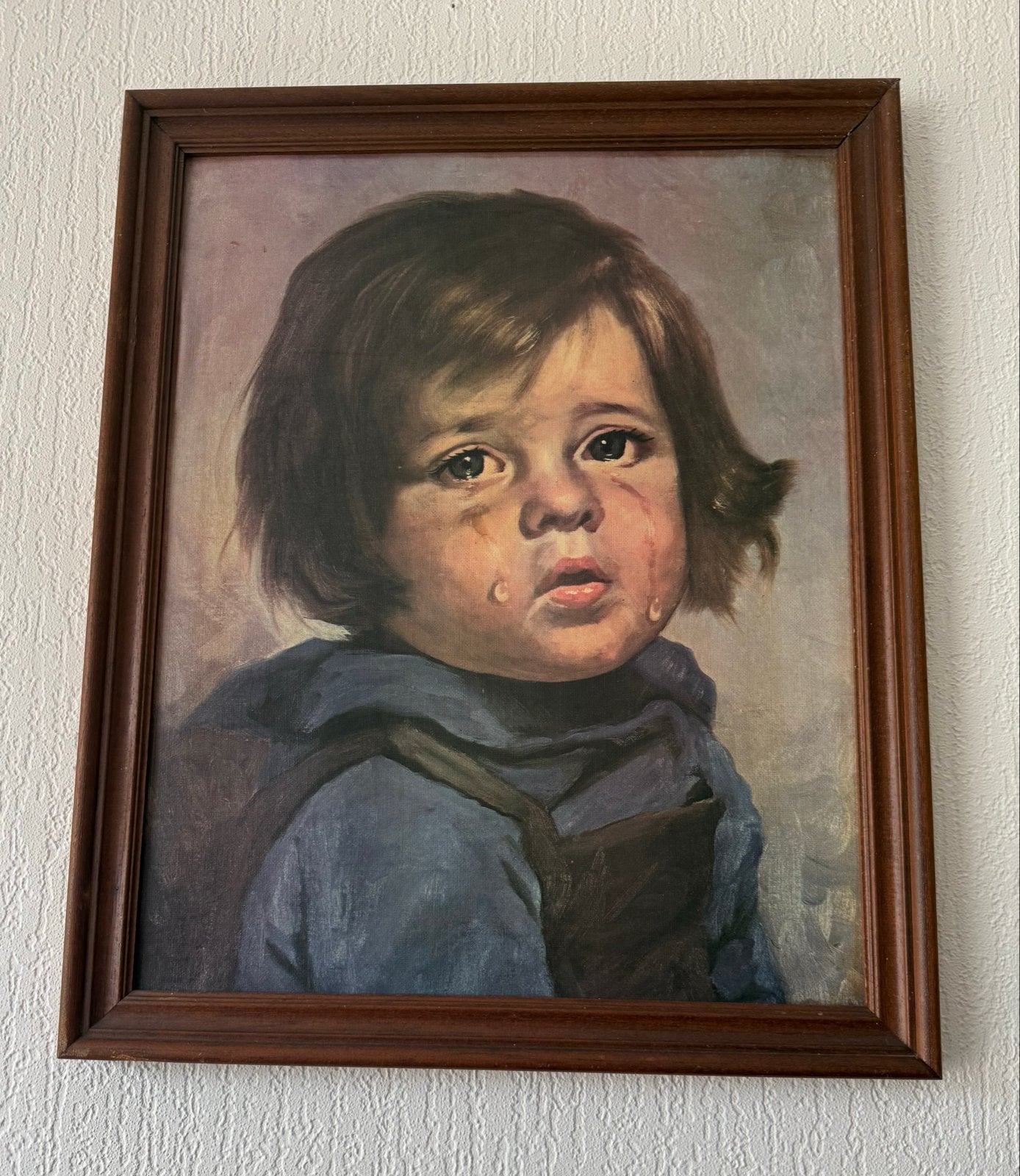 Vintage schilderij 'Crying Boy' - Bragolin reproductie, Antiek en Kunst, Kunst | Schilderijen | Klassiek, Ophalen, Doek, Portret of Personen