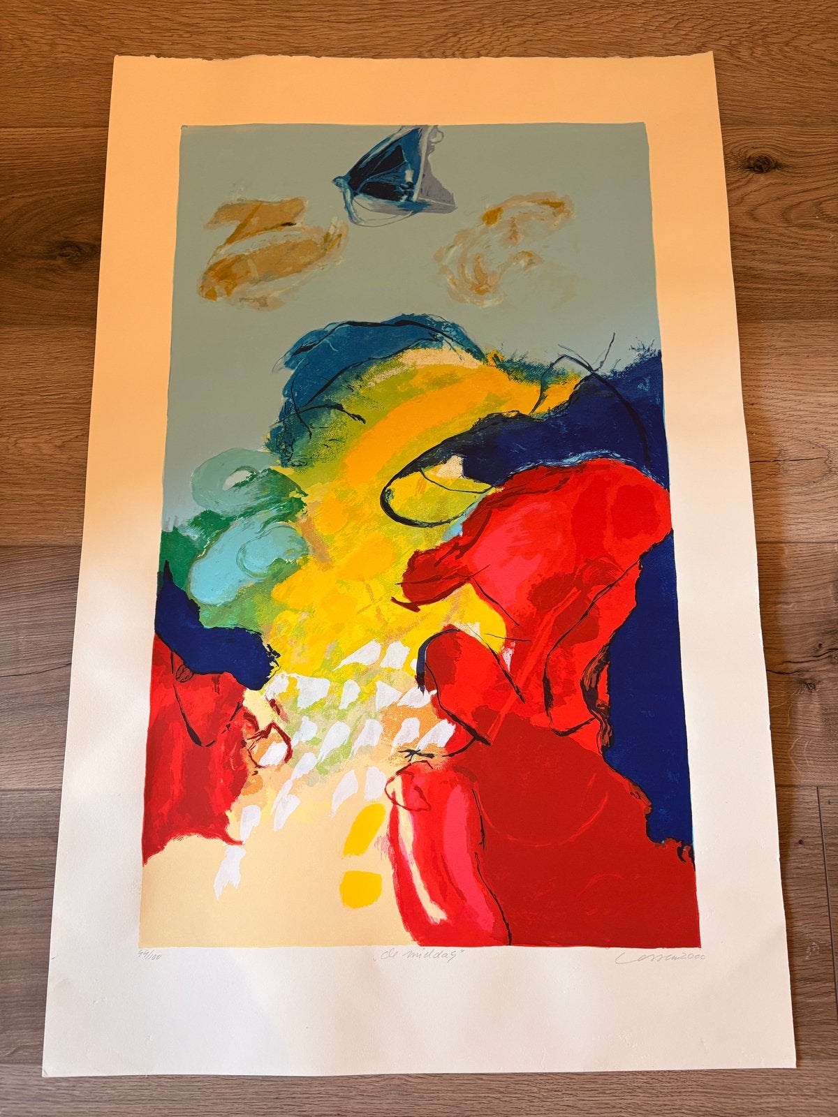 Zeefdruk 'De Middag' van Henk van Vessem, Antiek en Kunst, Ophalen of Verzenden