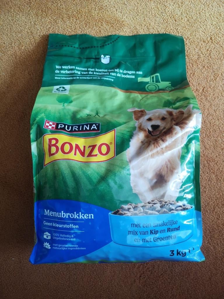 Purina Bonzo 3kg + 12x85g natvoer – ongeopend THT 07-2027, Ophalen of Verzenden, Hond