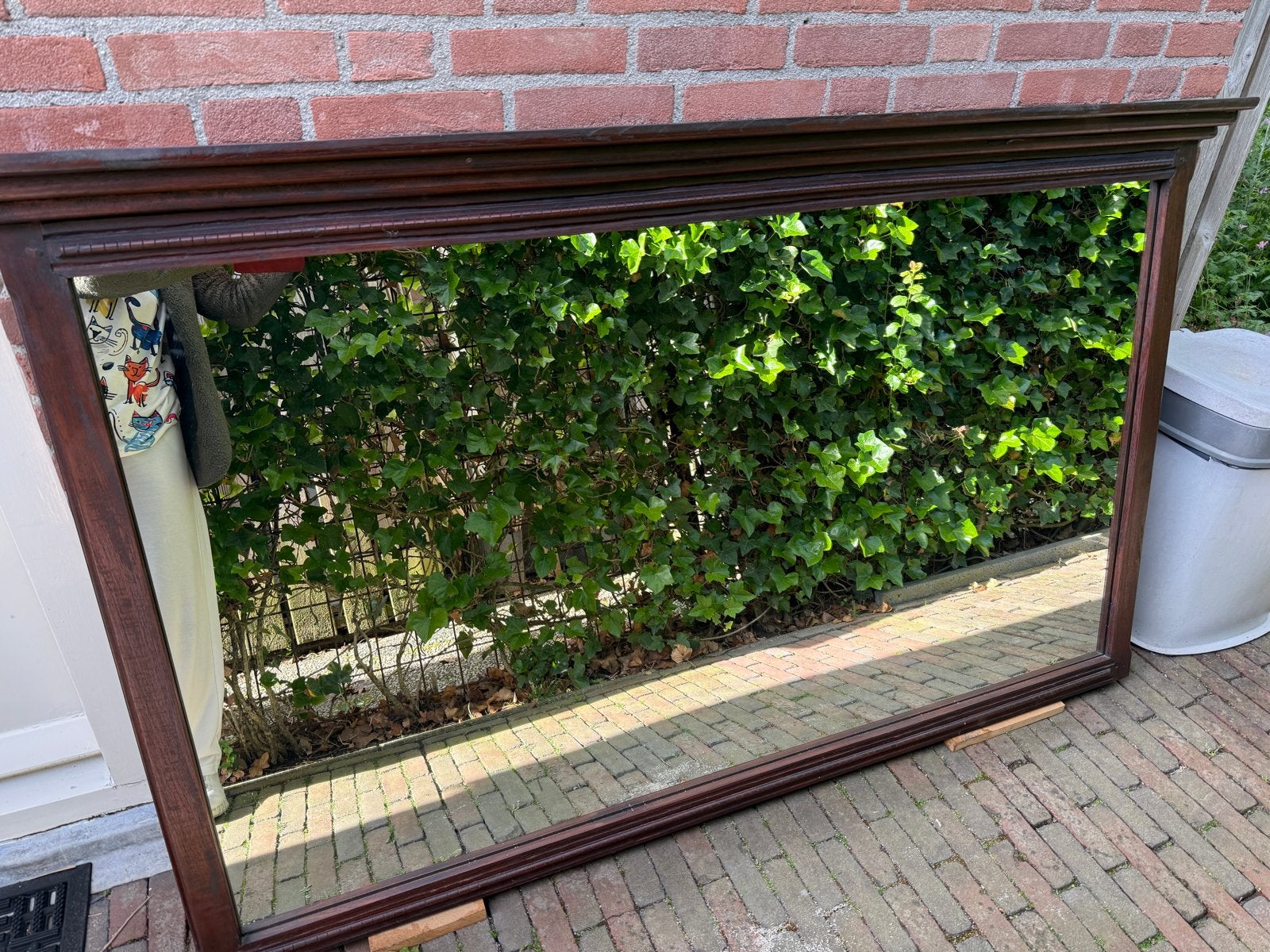 Grote spiegel met teakhouten lijst, Huis en Inrichting, Woonaccessoires | Spiegels, Ophalen, Gebruikt, 100 tot 150 cm, 125 cm of meer