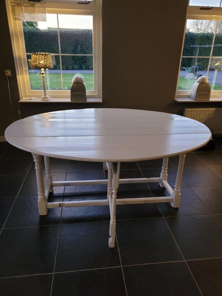 Hangoor tafel wit gemaakt., Huis en Inrichting, Tafels | Eettafels, Ophalen, Zo goed als nieuw, Rechthoekig, 50 tot 100 cm