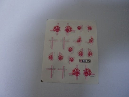 Velletje nagel water decals stickers BJC-004 rozen roze glit, Verzenden, Nieuw, Toebehoren, Handen en Nagels