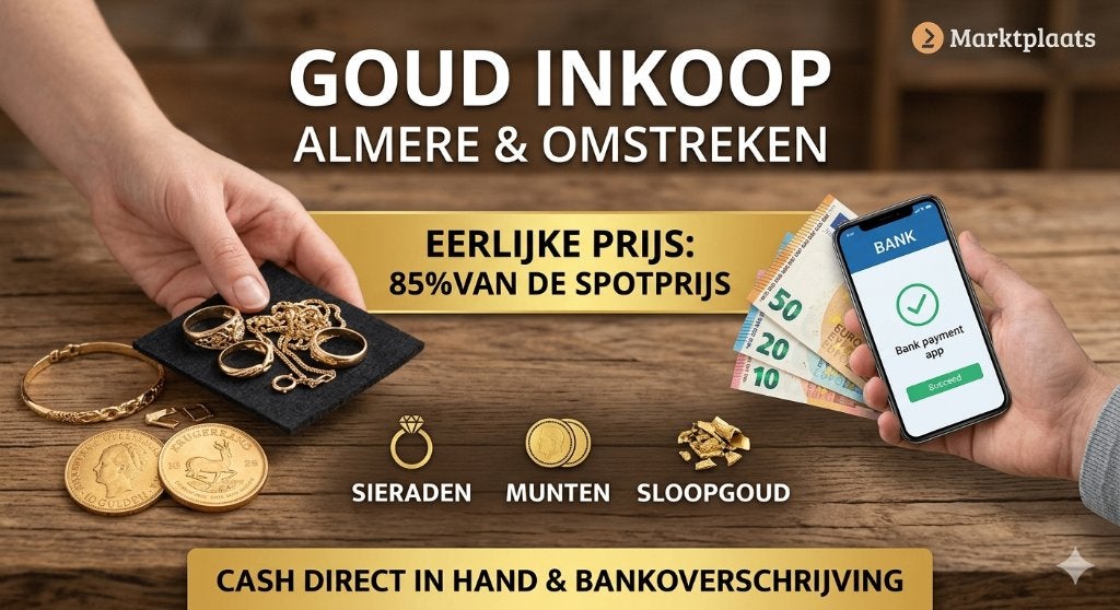 Goud Inkoop: Sieraden & Munten | 85% van de spotprijs, Gebruikt, Met hanger, Ophalen of Verzenden, Goud