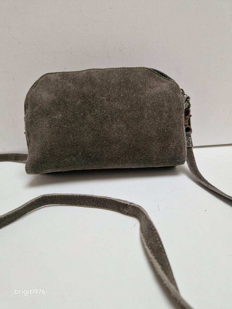 Donkergroene leren tas Fred de la Bretoniere, Sieraden, Tassen en Uiterlijk, Tassen | Damestassen, Gebruikt, Schoudertasje, Groen