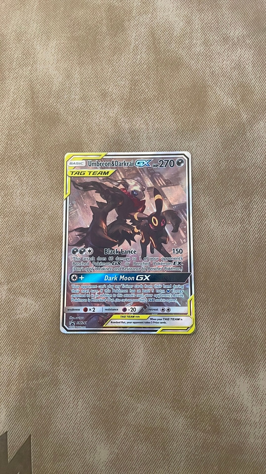 Umbreon & Darkrai GX #SM241, Hobby en Vrije tijd, Verzamelkaartspellen | Pokémon, Ophalen of Verzenden, Zo goed als nieuw