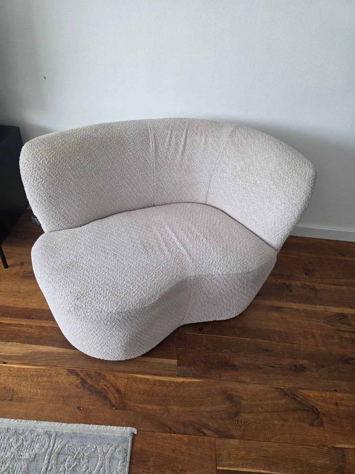 Stijlvolle Bouclé Fauteuil - Crème Wit, Ophalen, 75 tot 100 cm, Zo goed als nieuw, 75 tot 100 cm