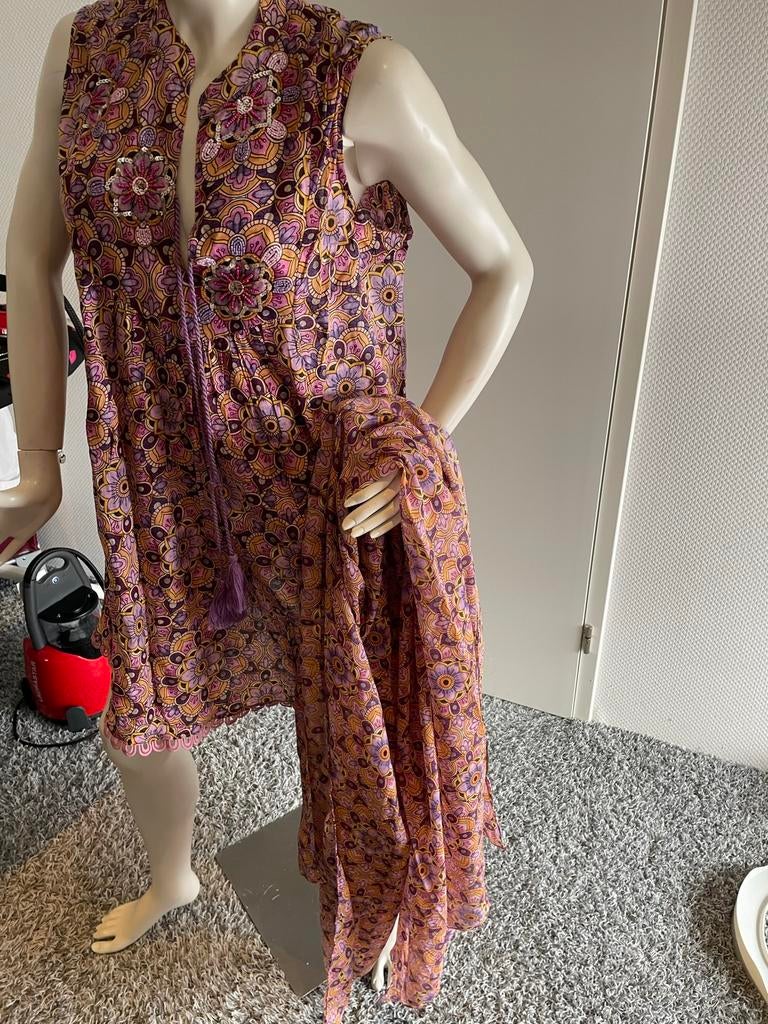 Antica sartoria jurk met kralen met bijpassend sjaal maat m, Maat 38/40 (M), ., Ophalen of Verzenden, Zo goed als nieuw