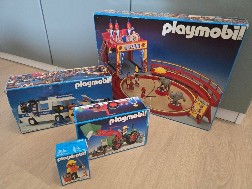 Playmobil - 4 sets (Circus, filmploeg, tractor en visser), Ophalen, Gebruikt, Complete set