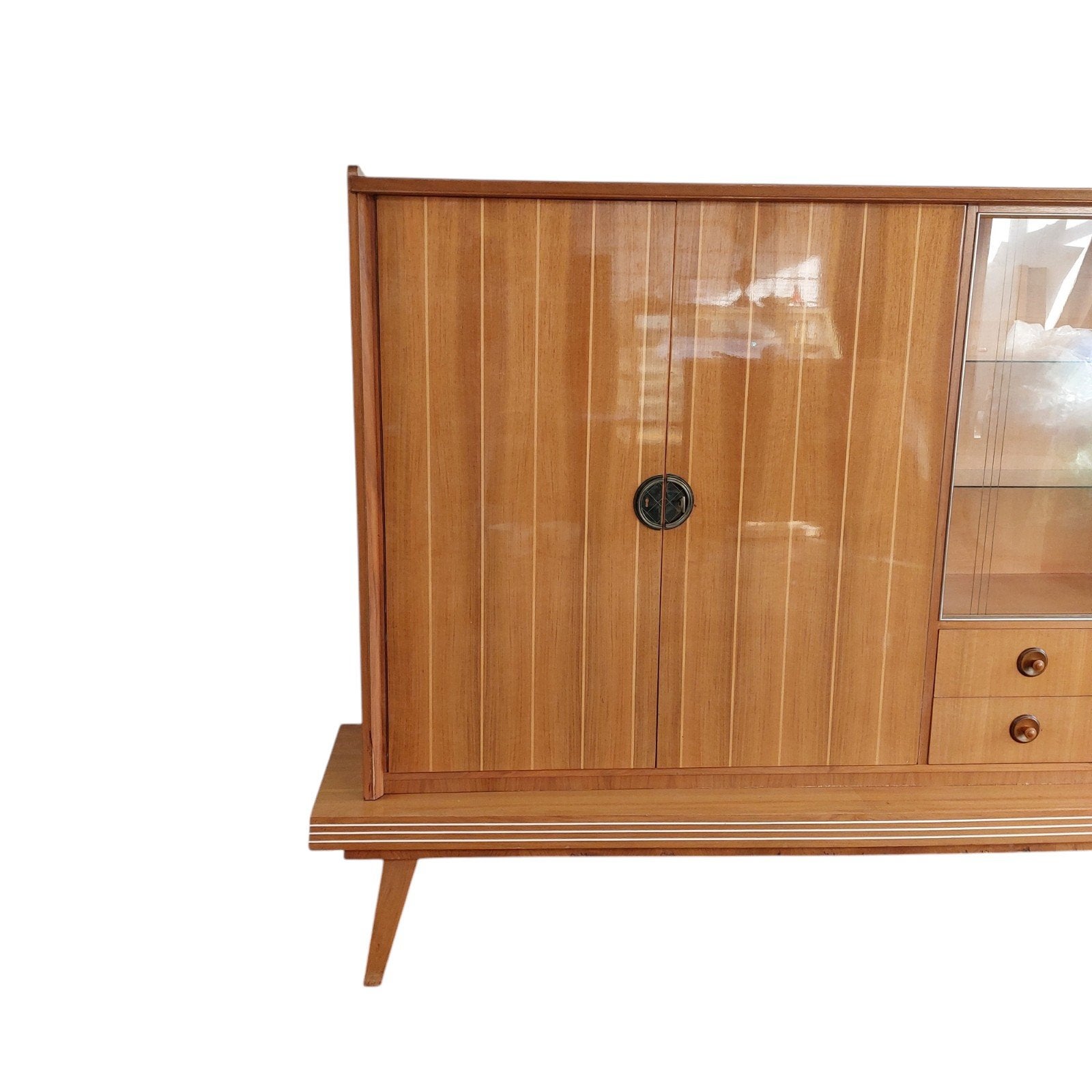 Grote vintage wandkast, wandmeubel, Ophalen, Gebruikt, Met lade(s), 200 cm of meer