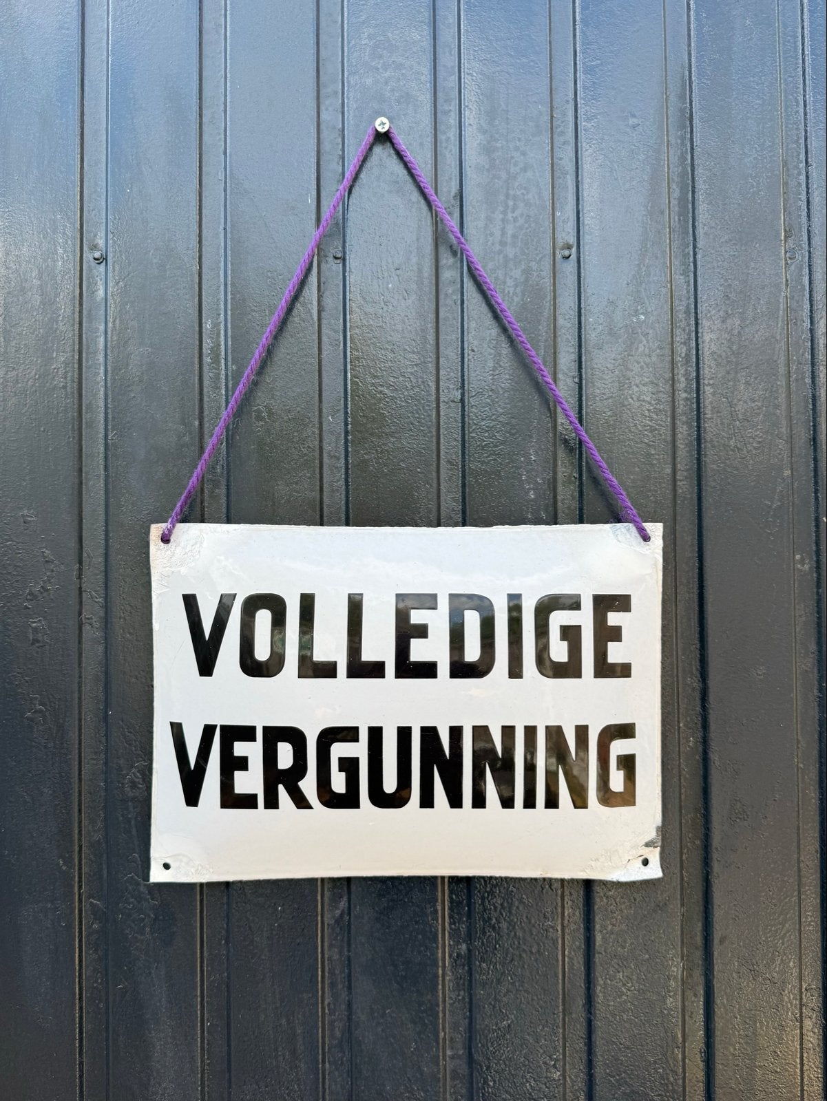 Emaille Reclamebord "VOLLEDIGE VERGUNNING", Verzamelen, Ophalen of Verzenden, Reclamebord