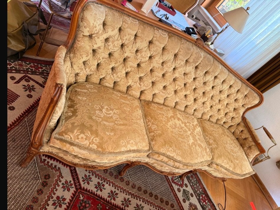 Vintage barok louis xv bank fauteuils bankstel queen ann, Antiek en Kunst, Antiek | Meubels | Stoelen en Banken, Ophalen