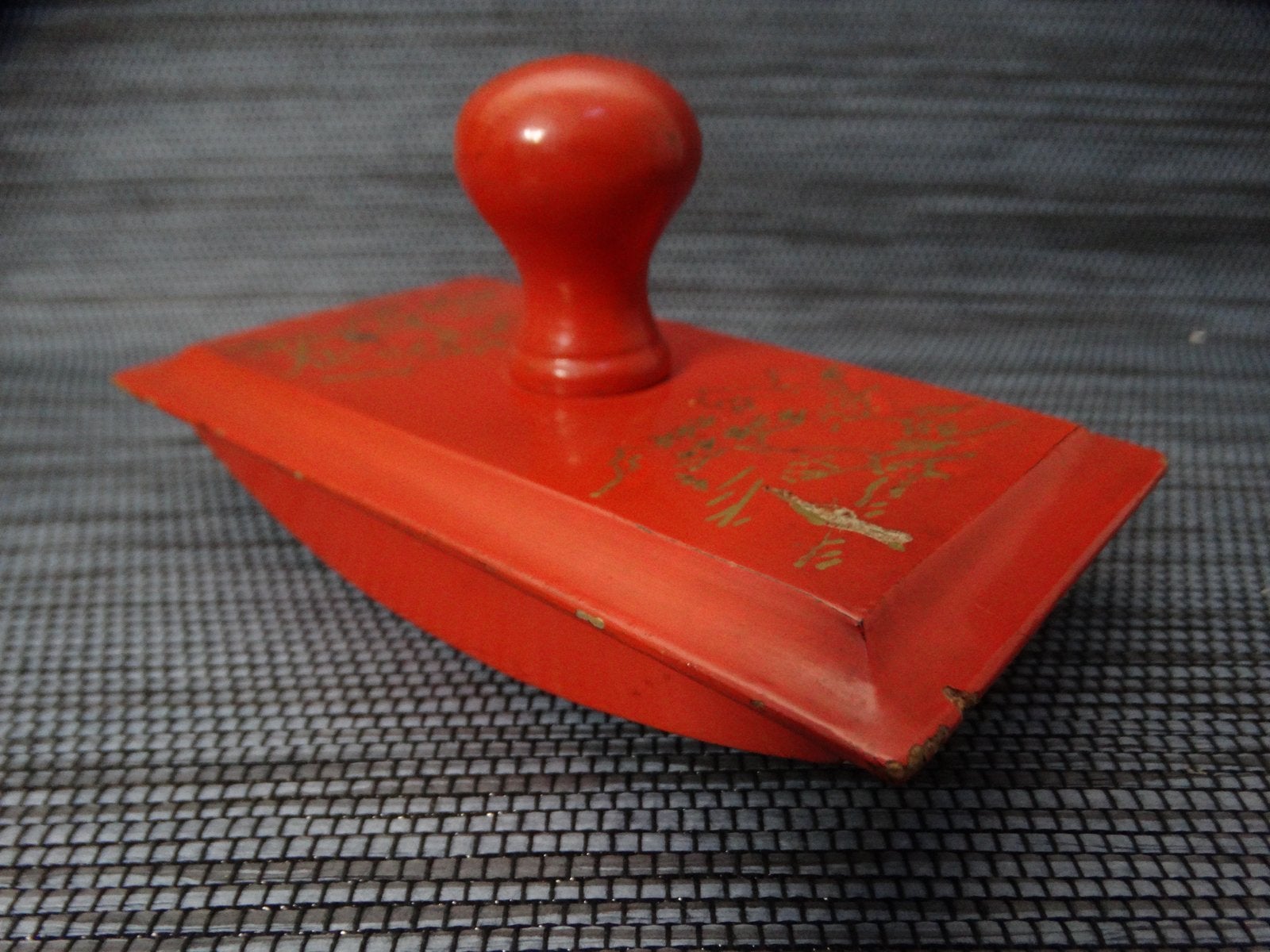 Antieke Japanse inkt roller met florale afbeelding, Ophalen of Verzenden