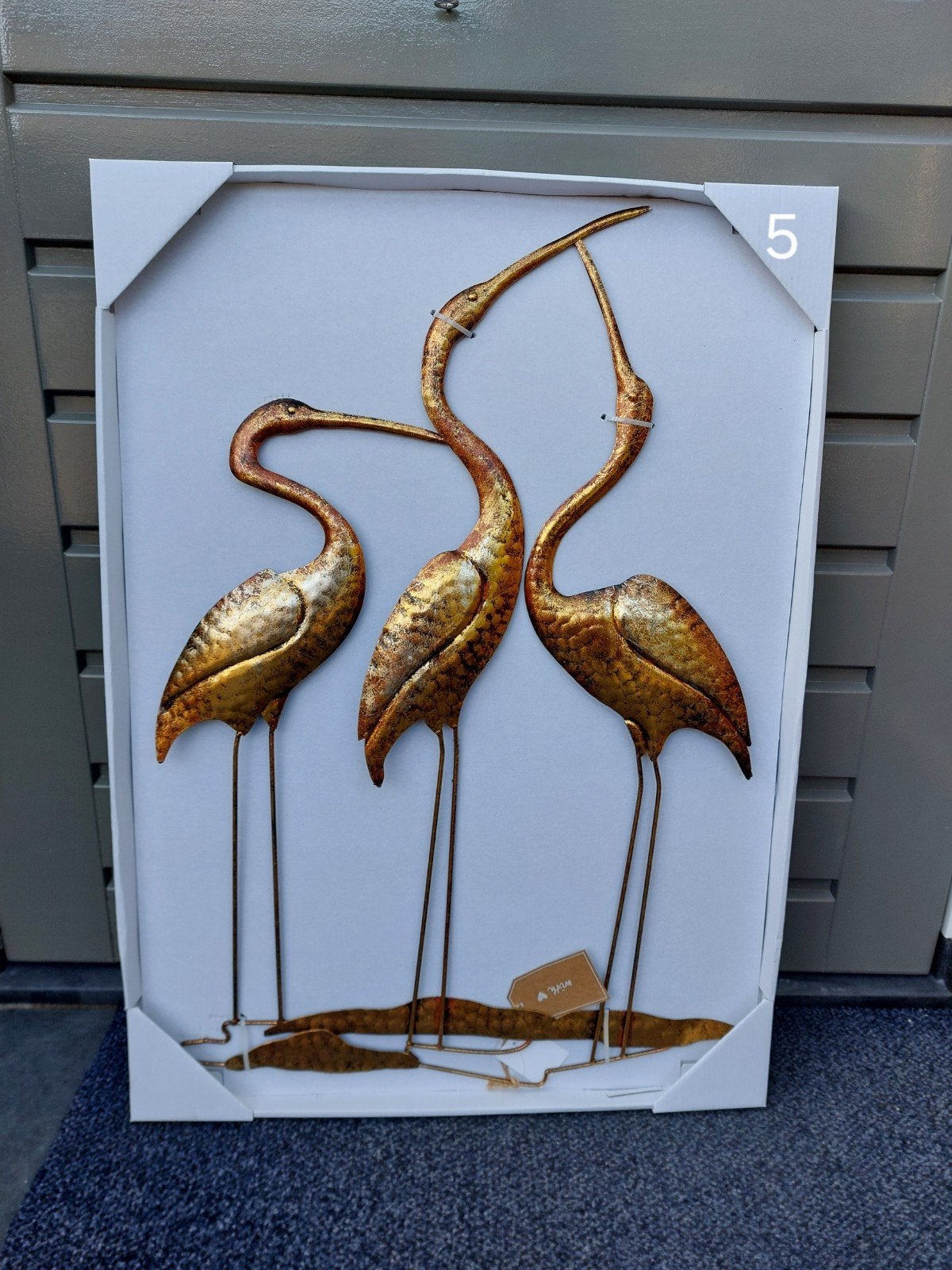 Metalen 3D Wanddecoratie met 3 gouden reigers - Nieuw, Ophalen, Nieuw, Goud, Metaal