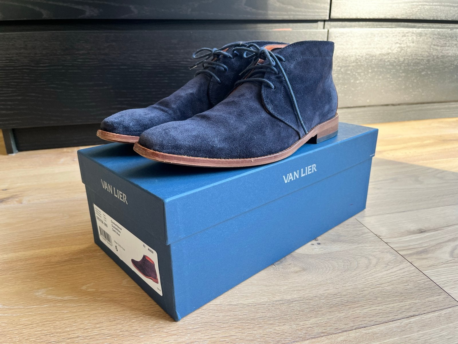 Van Lier donkerblauwe suède boots - Maat 39, Ophalen of Verzenden, Zo goed als nieuw, Blauw, Boots