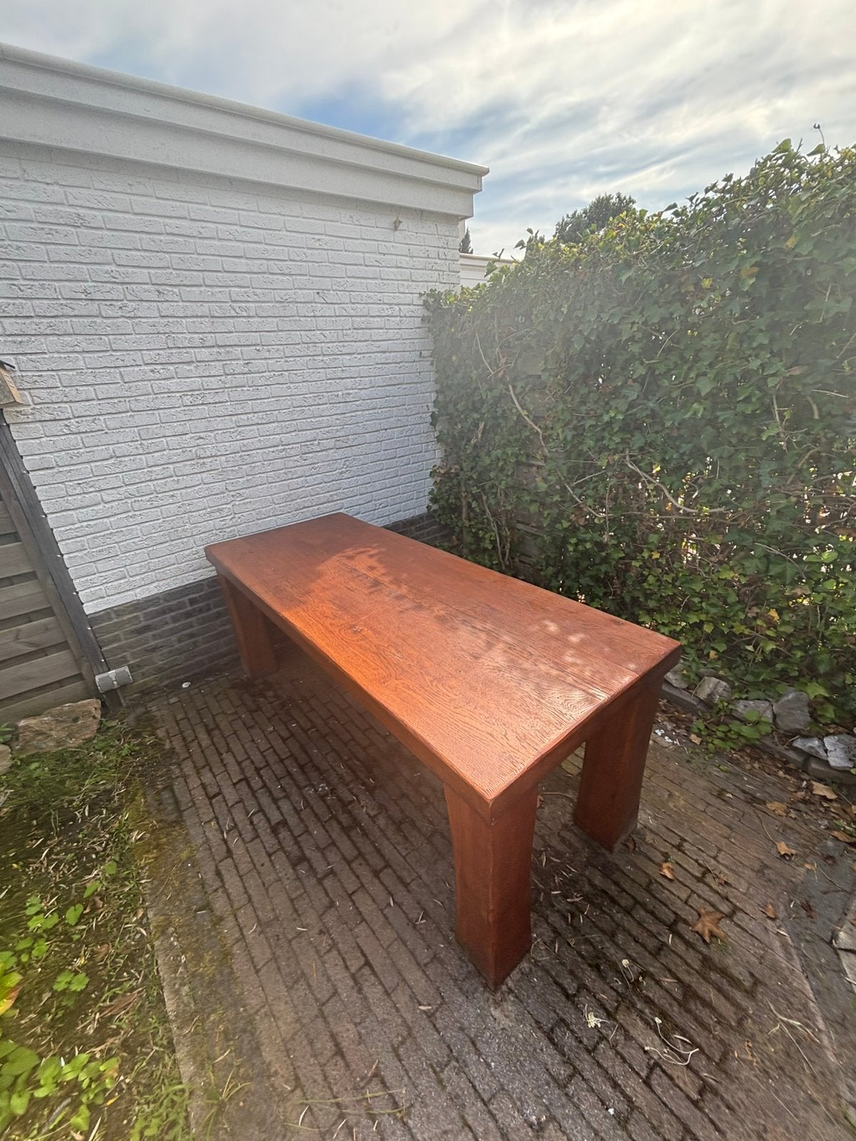 Massief eikenhouten tafel, Tuin en Terras, Ophalen, Zo goed als nieuw, Rechthoekig, Hout