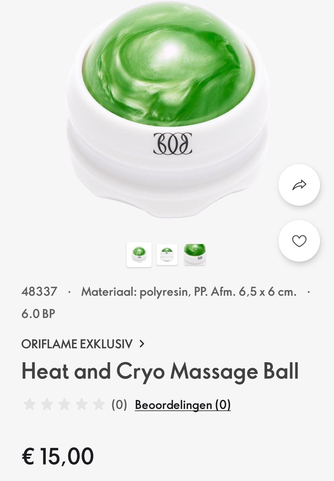 Oriflame Heat and Cryo Massage Bal Ontspanning en Verfrissi, Ophalen of Verzenden