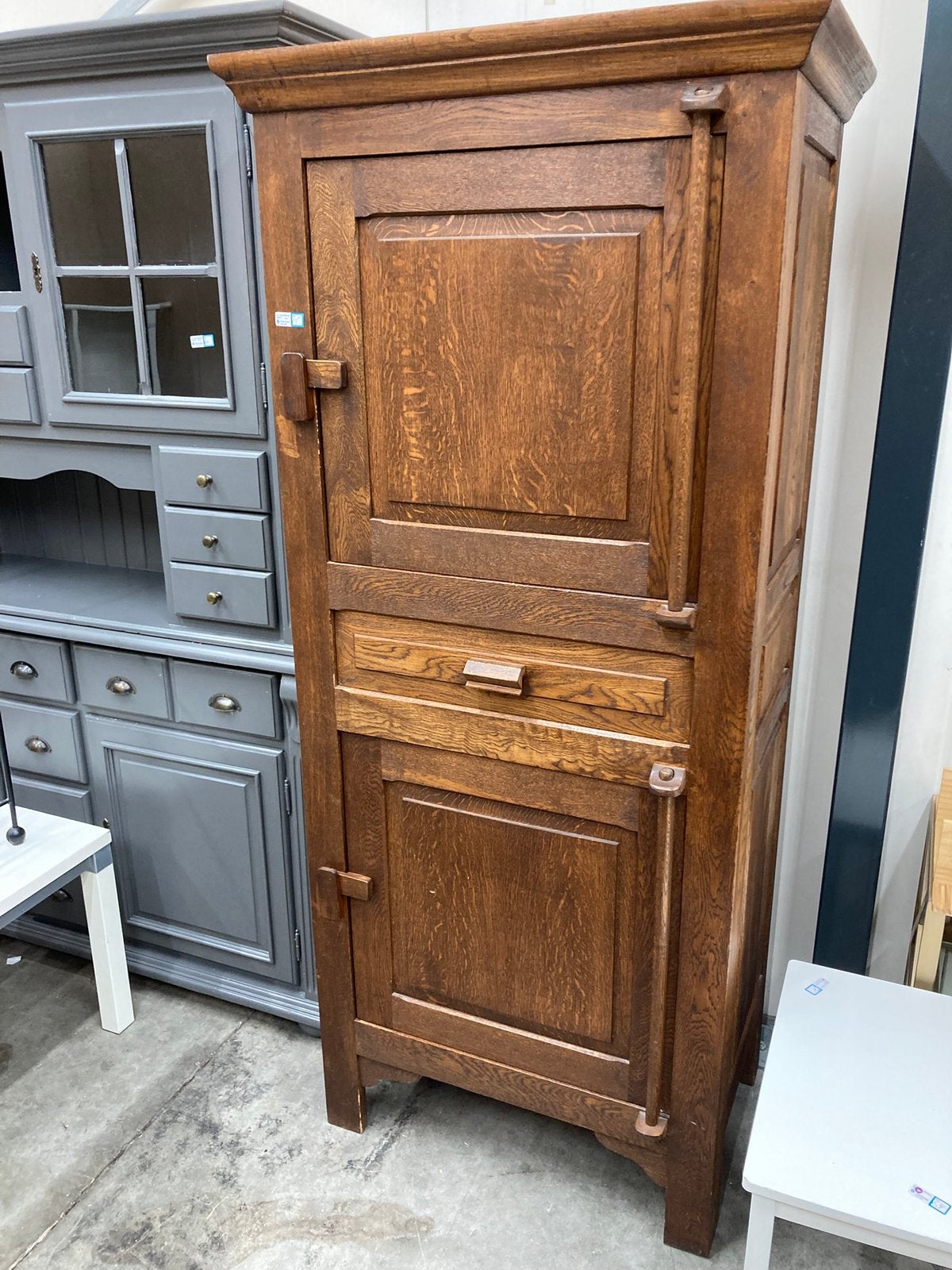 Vintage Eiken Kast met Lade en Legplanken, Gebruikt, W, Eikenhout, W