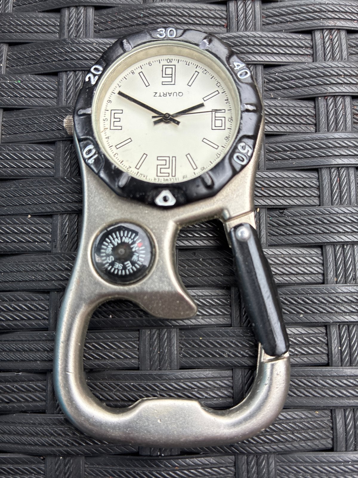 Quartz Karabijn Horloge met Kompas - Gebruikt, Ophalen of Verzenden, Gebruikt