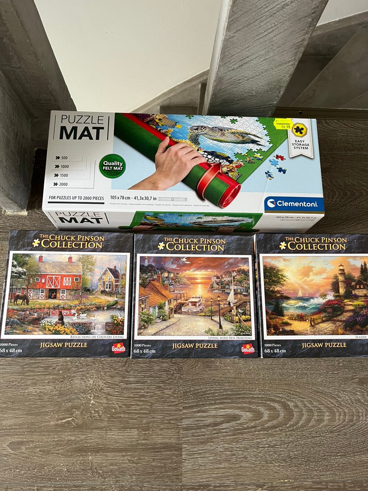 3 puzzels met puzzelmat, Ophalen, 500 t/m 1500 stukjes, Nieuw, Legpuzzel