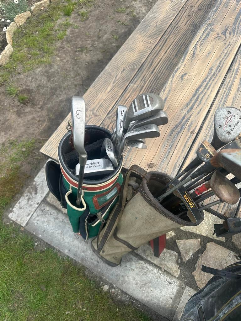 Oude golf tassen en golf clubs van diverse merken, Ophalen of Verzenden, Gebruikt, Set, Overige merken