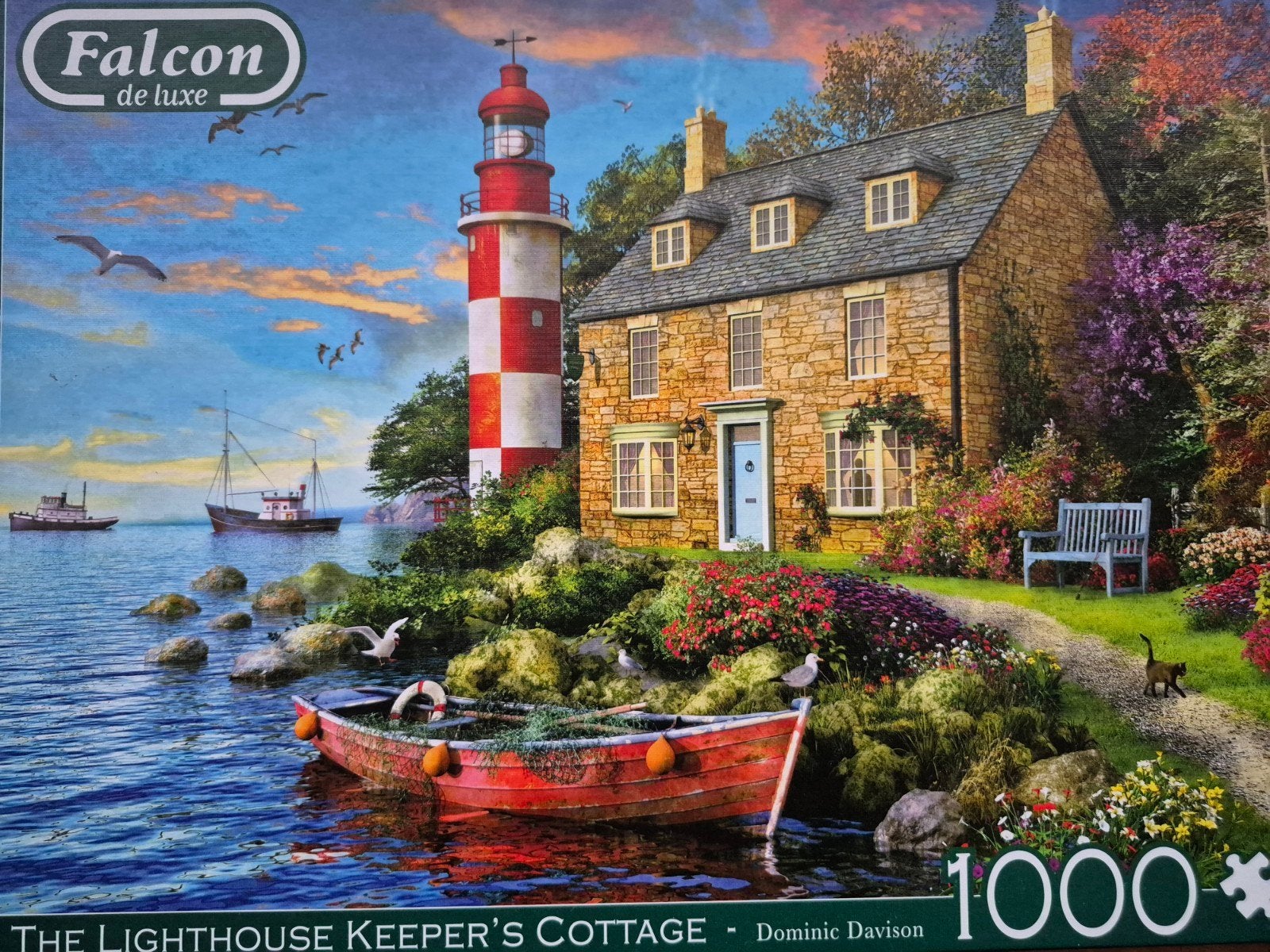 Falcon de luxe puzzel 1000 stukjes, cottage,  vuurtoren., Ophalen of Verzenden, 500 t/m 1500 stukjes, Zo goed als nieuw, Legpuzzel