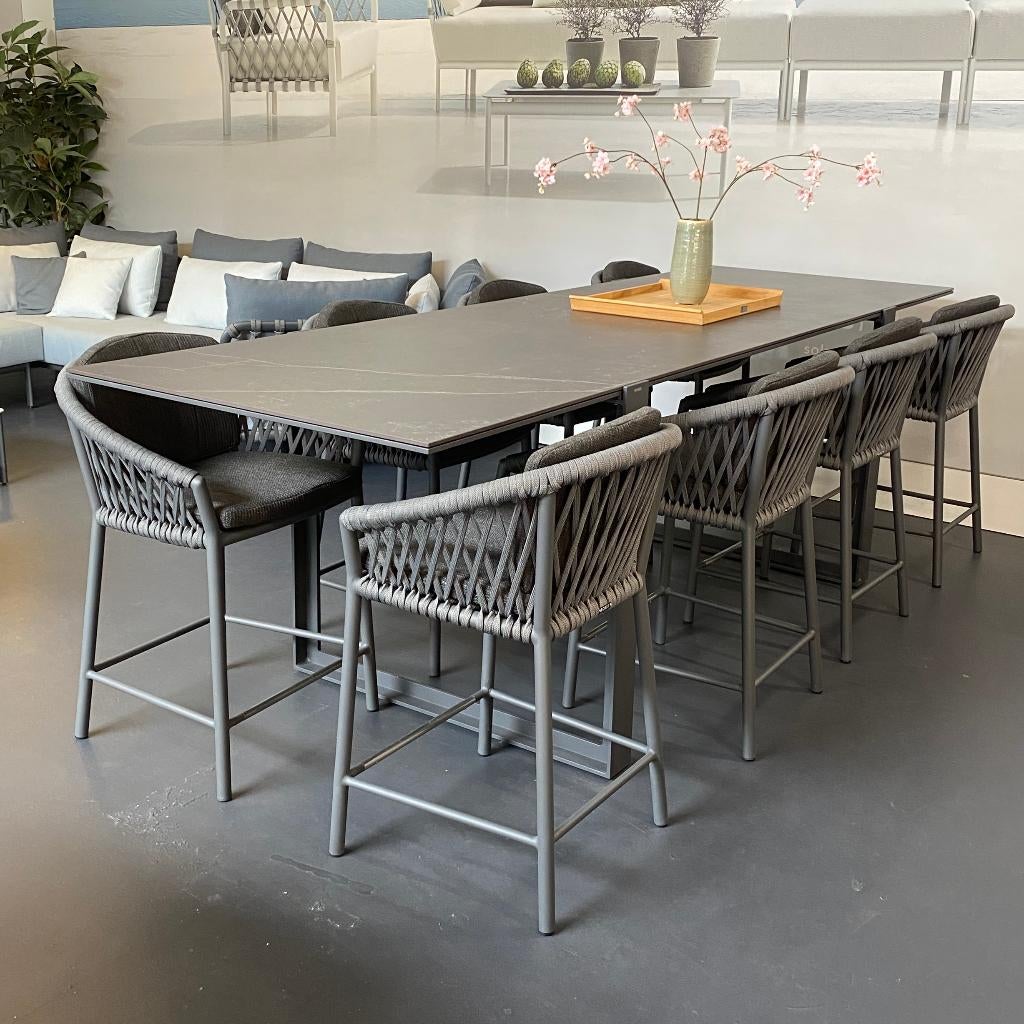 Borek high dining set FARO met 8 stoelen MAJINTO, Tuin en Terras, Tuinsets en Loungesets, Zo goed als nieuw, Tuinset, Aluminium
