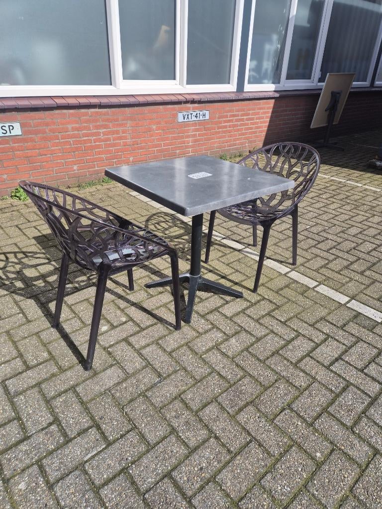 Klapbare horeca terrastafels met stoelen, Ophalen, Gebruikt, Vierkant