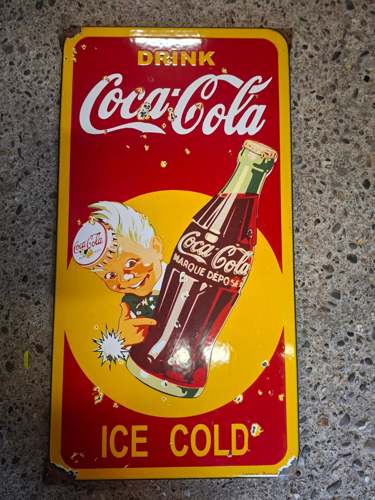 Coca cola sprite boy drink emaille bord langcat bussum, Verzamelen, Ophalen of Verzenden, Zo goed als nieuw, Reclamebord