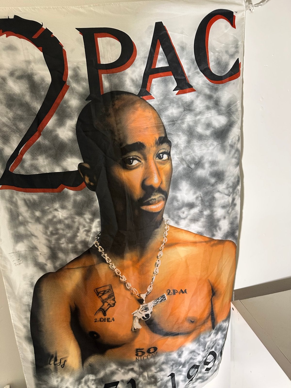 Tupac Shakur Wandkleed - Vintage Stijl, Gebruikt, Ophalen of Verzenden, Meerkleurig, Vintage