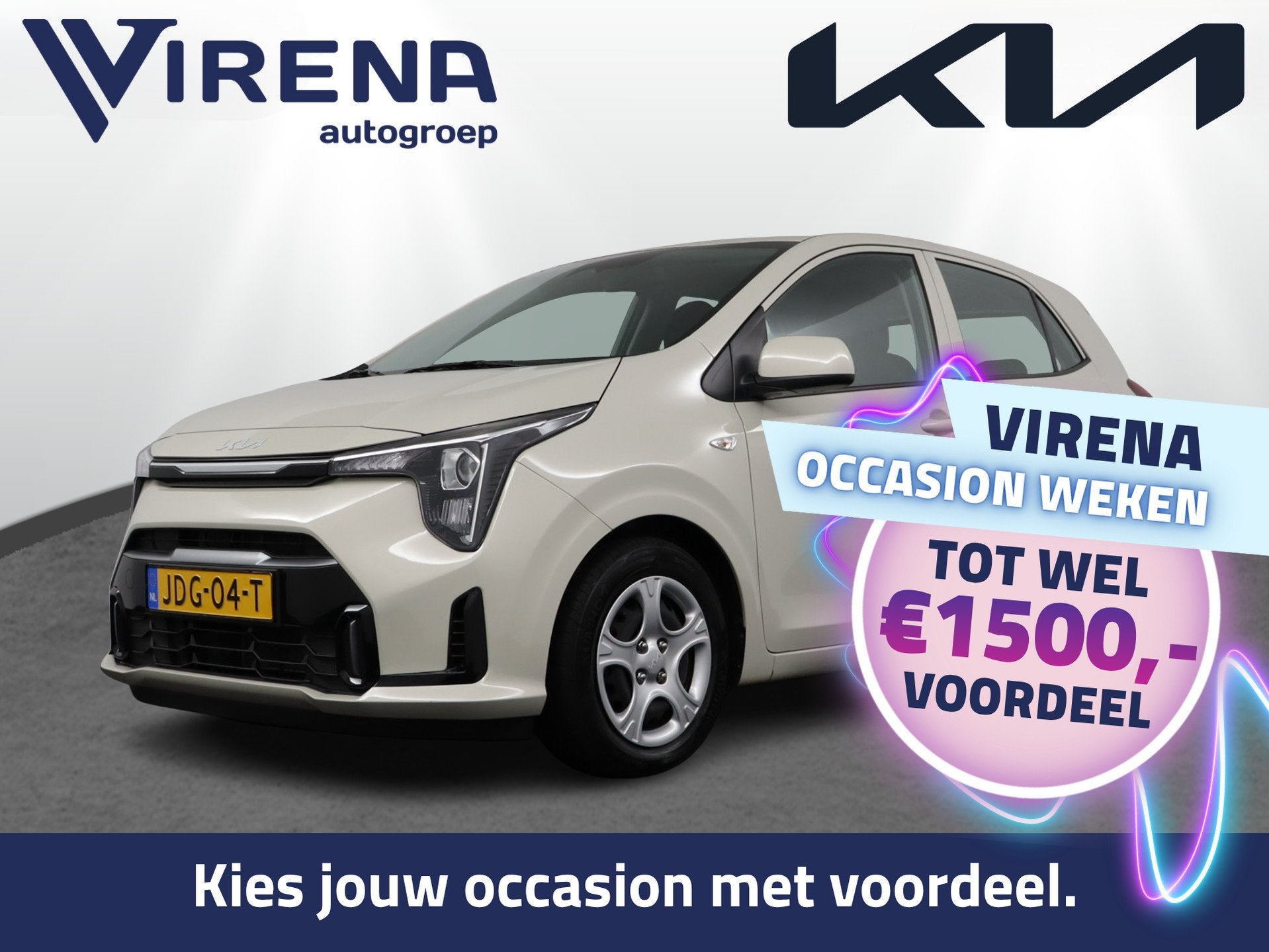 Kia Picanto 1.0 DPI DynamicLine Automaat Apple Carplay/Andro, Dealer onderhouden, Stof, 4 stoelen, Beige