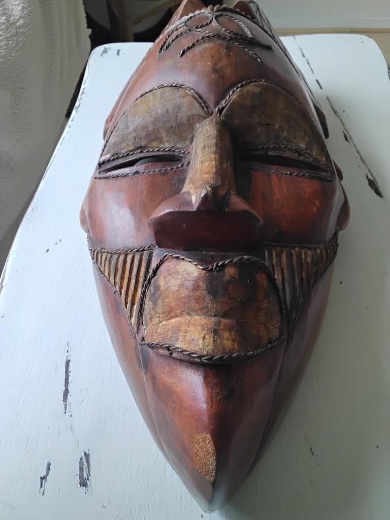 Houten masker Tikar, Ophalen of Verzenden