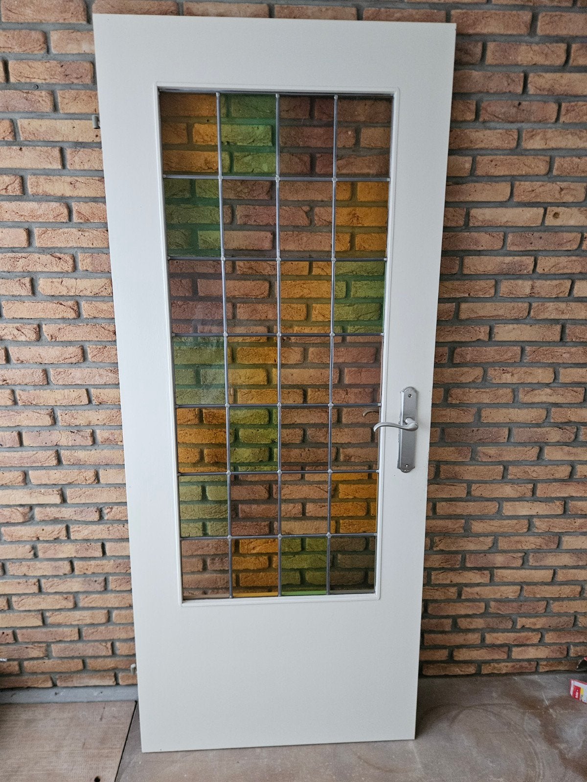 Glas in lood opdekdeur 85x201.5 cm, Ophalen, Gebruikt, 80 tot 100 cm, Binnendeur