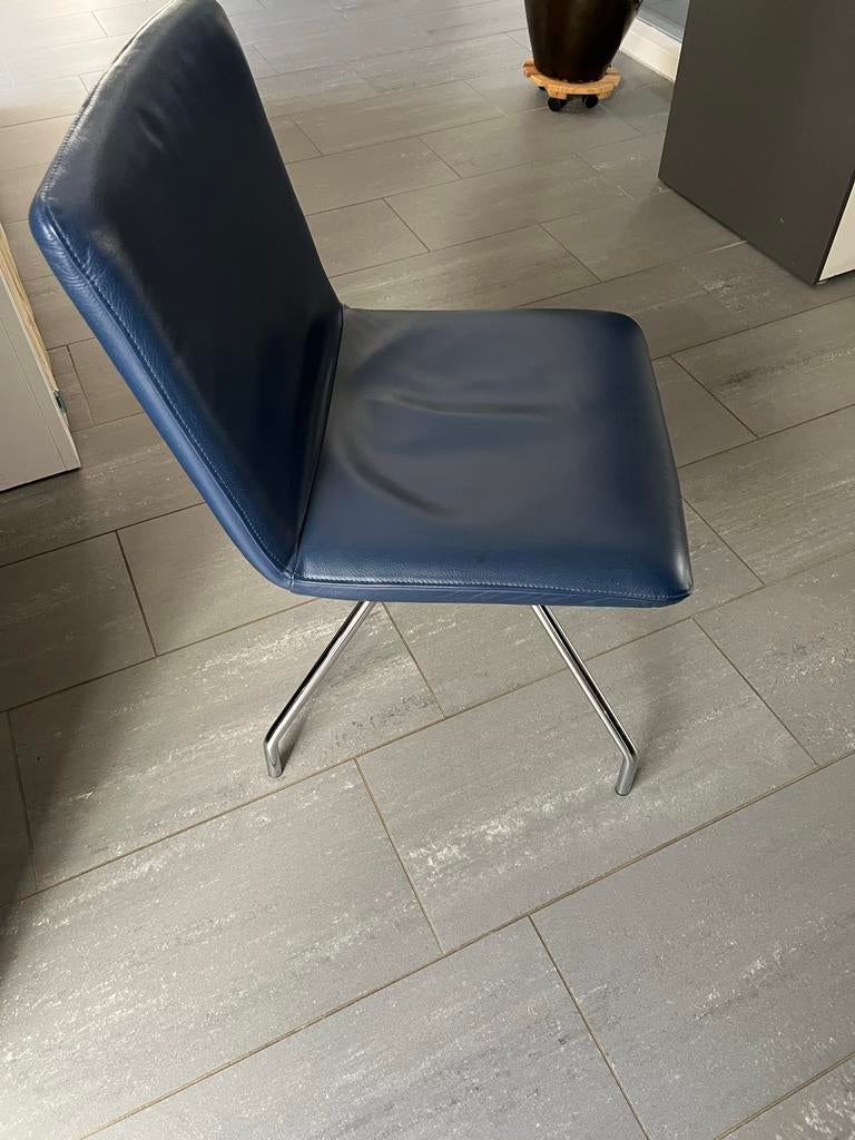 Topform stoel donkerblauw, Huis en Inrichting, Ophalen, Gebruikt, Blauw, Leer